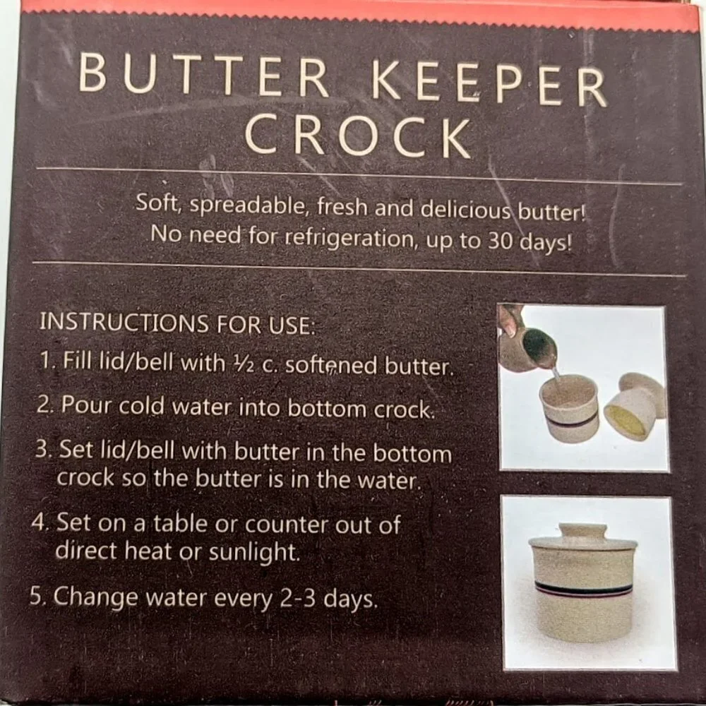 Roots & Harvest Butter Keeper Stoneware Crock NIB